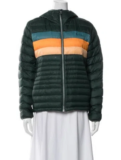 Pre-owned Cotopaxi Nylon Colorblock Pattern Down Jacket In Green