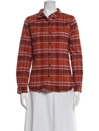 Pre-owned Cotopaxi Plaid Print Long Sleeve Button-up Top In Orange