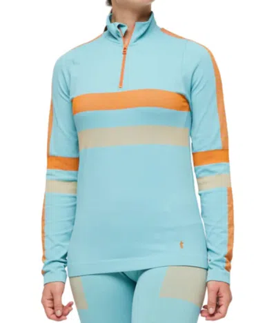 Cotopaxi Seamless Baselayer Quarter-zip Top In Bluebird Stripes