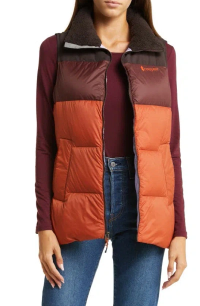 Cotopaxi Solazo Water Repellent 650 Fill Power Down Puffer Vest In Cavern/spice