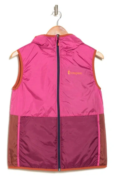 Cotopaxi Teca Calido Reversible Water Repellent Hooded Vest In Spicy Sweet