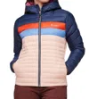 COTOPAXI WOMEN'S FUEGO HOODED DOWN JACKET IN INK/ROSEWOOD
