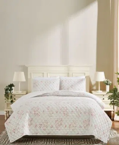 Cottage Classics Emma Floral 3 Piece Quilt Sets In White