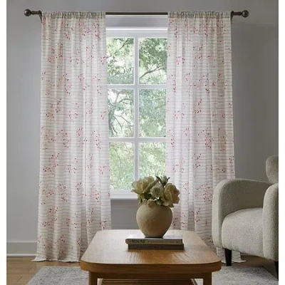 Cottage Classics Emma Floral Rod Pocket Light-filtering Set Of 2 Curtain Panel In Pink