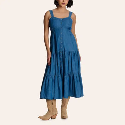 Cotton & Rye Women's Blue Tencel Tiered Maxi Sundress