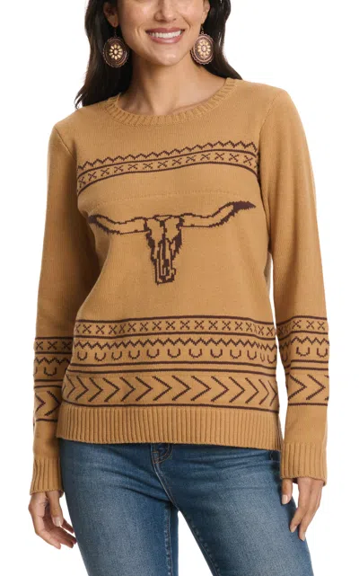 Cotton & Rye Women's Brown Sugar & Chocolate Longhorn Sweater