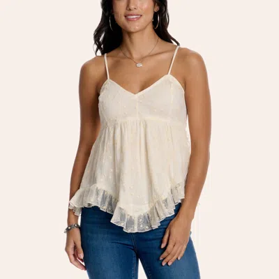 Cotton & Rye Women's Cream Floral Print Lace Tank Top In Neutral