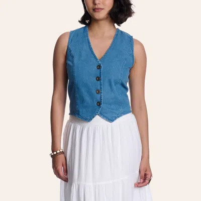Cotton & Rye Women's Light Wash Denim Vest In Blue
