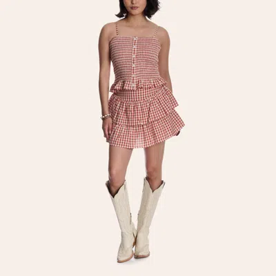Cotton & Rye Women's Red Gingham Print Tiered Mini Skirt In Pink