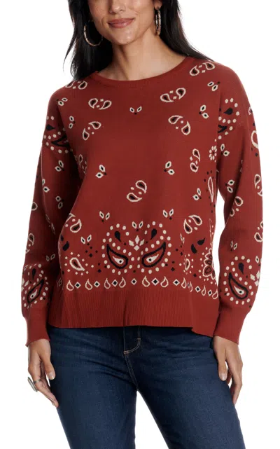 Cotton & Rye Women's Rust Paisley Print Long Sleeve Top In Brown