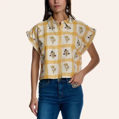 Cotton & Rye Women's White & Yellow Floral Block Print Shirt In Multi