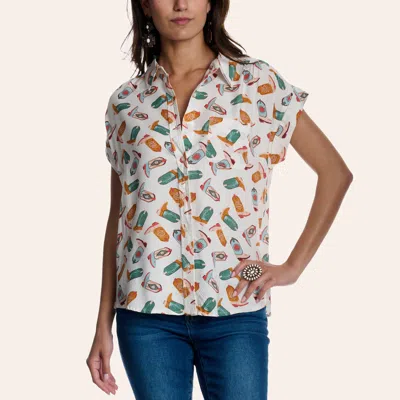 Cotton & Rye Women's White Cutie Booties Print Shirt In Multi