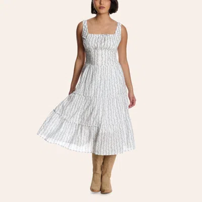 Cotton & Rye Women's White Floral Stripe Print Tiered Maxi Sundress