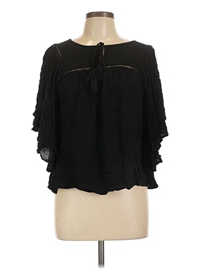 Pre-owned Cotton Bleu 3/4 Sleeve Blouse In Black
