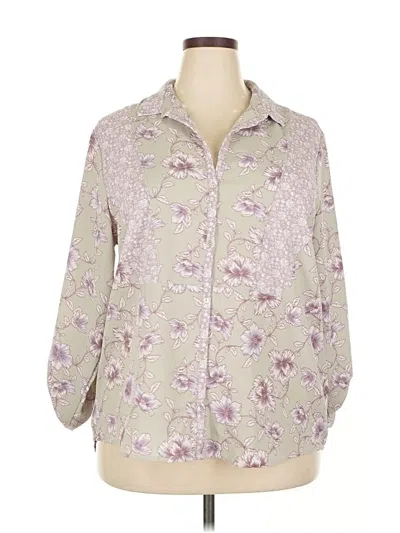 Pre-owned Cotton Bleu 3/4 Sleeve Blouse In Purple