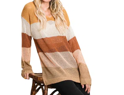 Cotton Bleu Color Block Sweater In Mustard In Multi