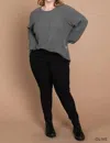 Cotton Bleu Curvy Long Sleeve Tshirt In Olive In Green