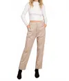 Cotton Bleu Knit Cropped Pants In Beige