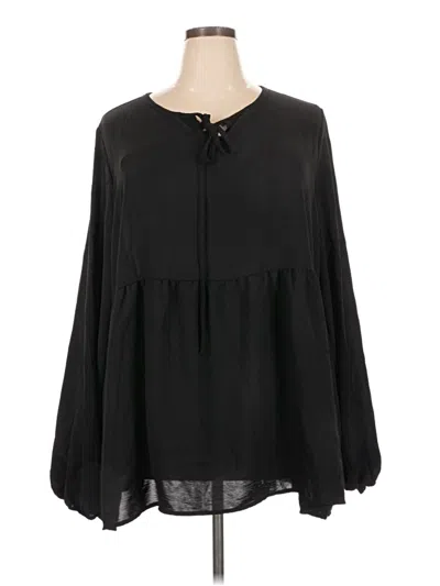 Pre-owned Cotton Bleu Long Sleeve Blouse In Black