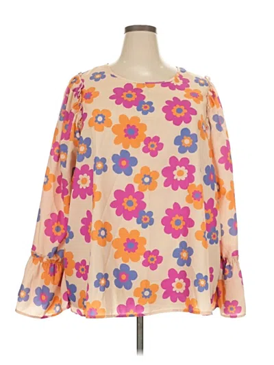 Pre-owned Cotton Bleu Long Sleeve Blouse In Orange