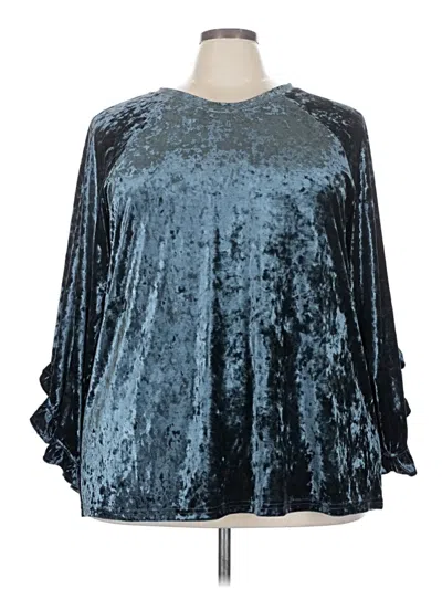 Pre-owned Cotton Bleu Long Sleeve Blouse In Teal