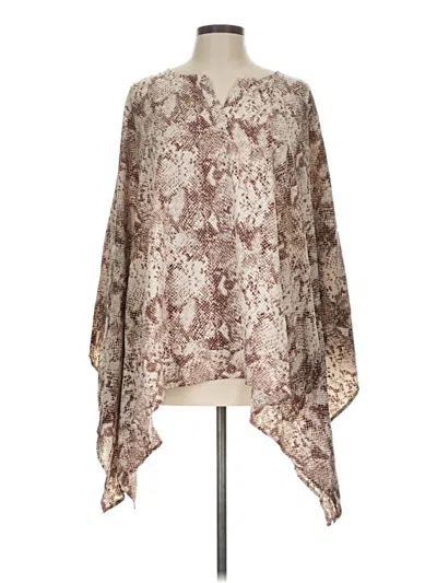 Pre-owned Cotton Bleu Poncho In Brown