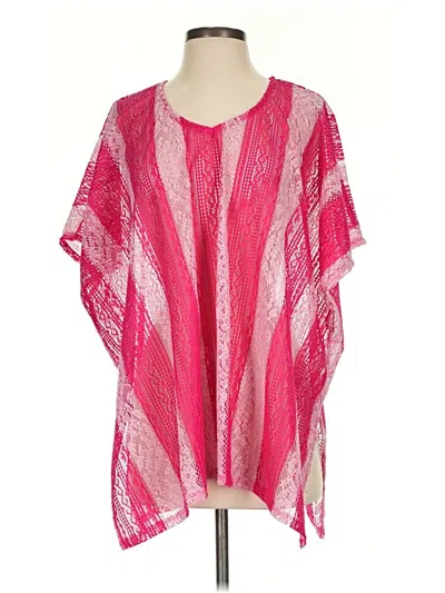 Pre-owned Cotton Bleu Poncho In Pink