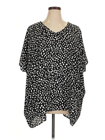 Pre-owned Cotton Bleu Short Sleeve Blouse In Black