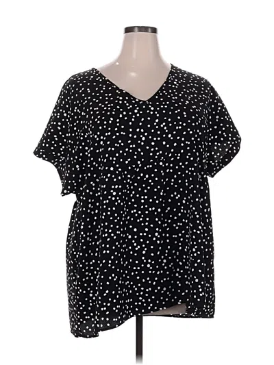 Pre-owned Cotton Bleu Short Sleeve Blouse In Black