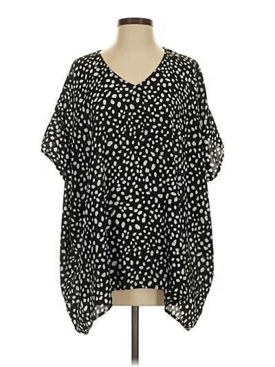 Pre-owned Cotton Bleu Short Sleeve Blouse In Black