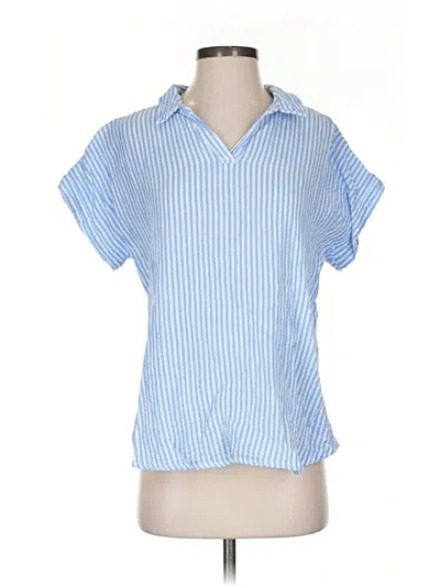 Pre-owned Cotton Bleu Short Sleeve Blouse In Blue