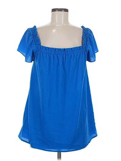 Pre-owned Cotton Bleu Short Sleeve Blouse In Blue