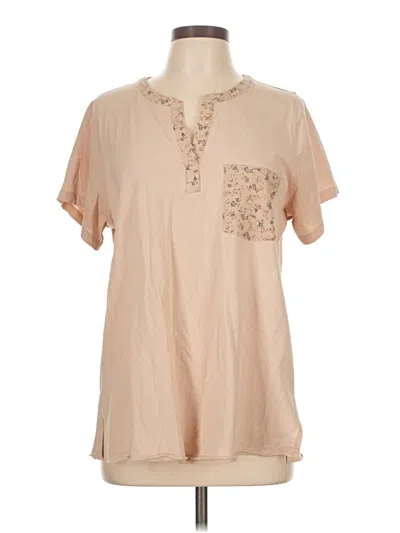 Pre-owned Cotton Bleu Short Sleeve Blouse In Brown