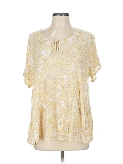 Pre-owned Cotton Bleu Short Sleeve Blouse In Gold