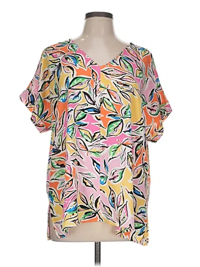 Pre-owned Cotton Bleu Short Sleeve Blouse In Pink