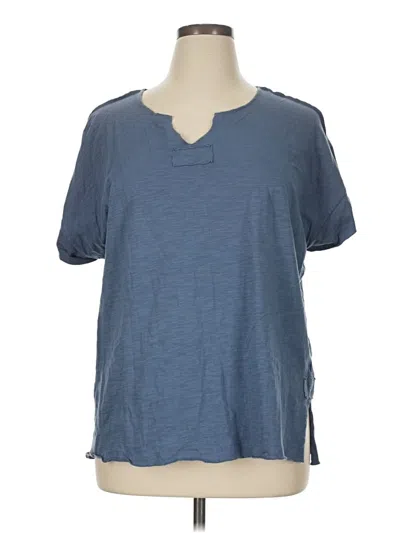 Pre-owned Cotton Bleu Short Sleeve Henley Shirt In Blue