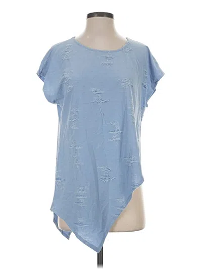 Pre-owned Cotton Bleu Short Sleeve Top Blue Keyhole Neckline Tops