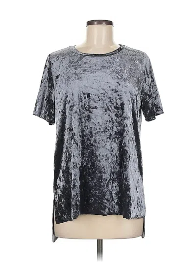 Pre-owned Cotton Bleu Short Sleeve Top Gray Metallic Pattern Crew Neck Tops