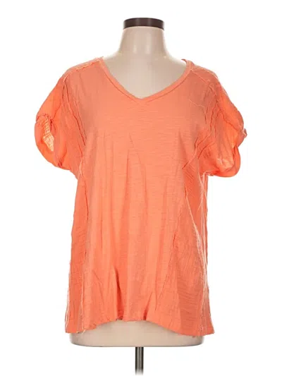 Pre-owned Cotton Bleu Short Sleeve Top Orange V-neck Tops
