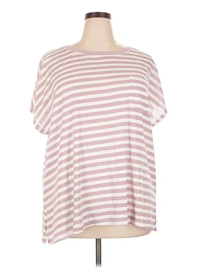 Cotton Bleu Short Sleeve Top Pink Stripes Pattern Boatneck Tops