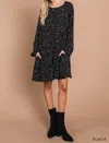 Cotton Bleu Soft Tiered Dress In Black In Black