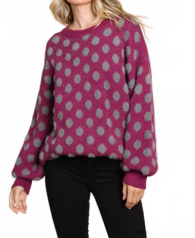 Cotton Bleu Warm Cozy Pullover Sweater Top In Plum In Purple