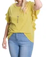 Cotton Bleu Washed Cotton Ruffle Top In Lemon In Yellow