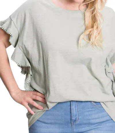 Cotton Bleu Washed Cotton Ruffle Top In Sage In Pink
