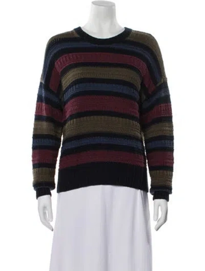 Pre-owned Cotton By Autumn Cashmere Striped Crew Neck Sweater W/ Tags In Multi