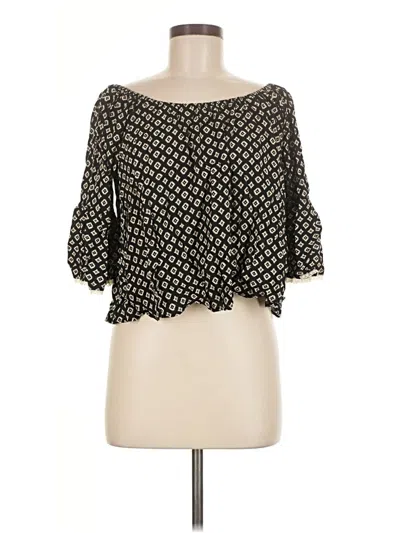 Pre-owned Cotton Candy 3/4 Sleeve Blouse In Black