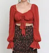 Cotton Candy Carolina Long Sleeve Top In Copper In Burgundy