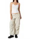 Cotton Candy Drawstring Detail Parachute Pant In Stone In White