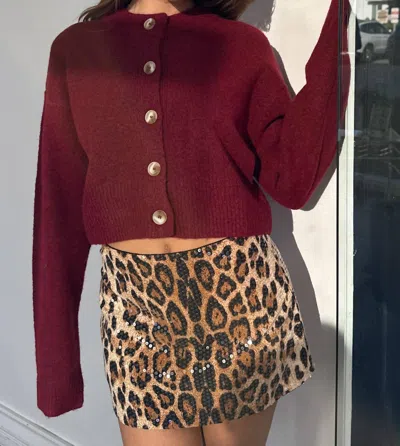 Cotton Candy Fall In The City Cardigan In Wine