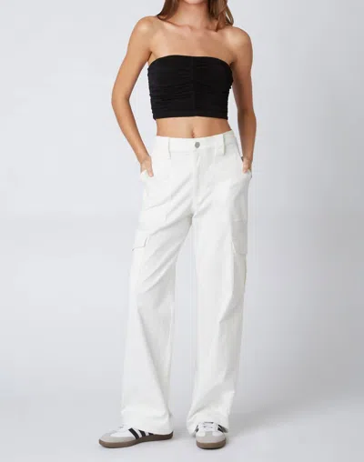 Cotton Candy High Waist Cargo Pant In White